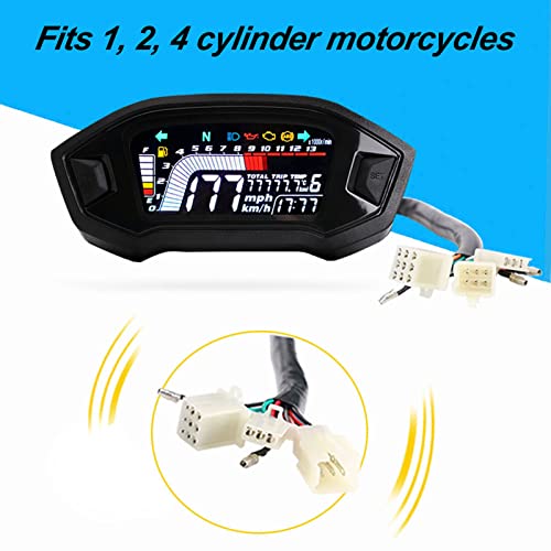 Moniss Velocímetro De Motocicleta Universal Tacômetro Lcd Digital Medidor De Nível De Combustível Pa