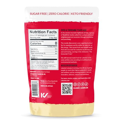 Lakanto Golden Monk Fruit Sweetener With Erythritol, Raw Cane Sugar Substitute From Monk Fruit Extract, Raw Sugar Replacement for Baking, Coffee & Tea, Gluten Free, Low Carb, Non GMO, Keto, 8.29 OZ