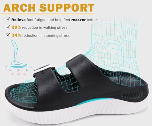 Image of KuaiLu Womens Recovery Sandals With Comfortable Plantar Fasciitis Arch Support, Orthotic Adjustable Thick Cushion Sport Slides Reduces Stress on Feet, Joints & Back Post-Exercise