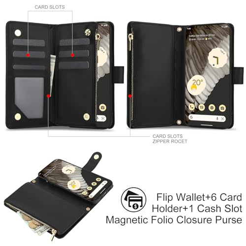Étui Google Pixel 7 Pro Asuwish en cuir avec protège-écran et porte-cartes