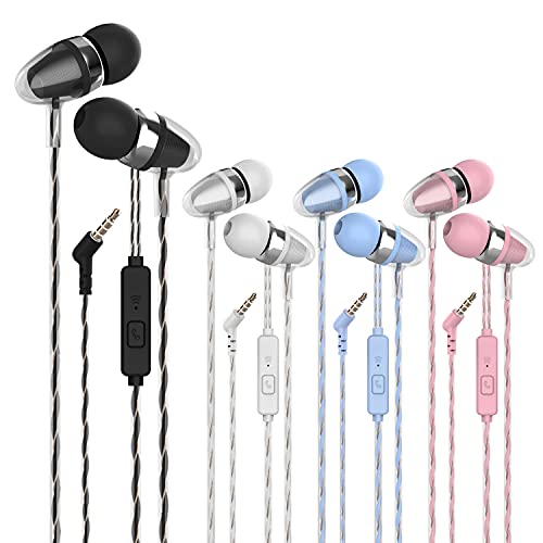 4pack Earbuds Color Headphones Heavy bass Earphone in Ear Headphones Headphones with Microphone Mobile Phone Earphone Wired Earphone 3.5mm Headphones