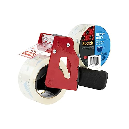 Scotch Heavy Duty Packaging Tape, 1.88" X 54.6 Yd, Designed For Packing, Shipping And Mailing, Strong Seal On All Box Types, 3" Core, Clear, 2 Rolls W/Dispenser (3850-2St) #TOP1