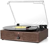 Lecteur vinyle avec haut-parleurs intégrés, sortie RCA, entrée auxiliaire : conçue pour les amateurs de vinyle, cette platine dispose de haut-parleurs stéréo intégrés qui offrent un son riche et clair, vous permettant de profiter de vos disques à tout moment sans équipement supplémentaire. Il prend en charge à la fois l'entrée auxiliaire et la sortie RCA, et comprend les câbles nécessaires dans le colis. Utilisez le câble auxiliaire inclus pour vous connecter sans fil à votre lecteur CD, smartphone, lecteur multimédia numérique ou d'autres sources audio. Pour une expérience sonore améliorée ou plus forte, il suffit de connecter des haut-parleurs externes à l'aide du câble de sortie RCA fourni. Une prise casque de 3,5 mm est également incluse pour une écoute privée.