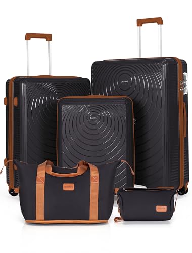 CONCEPTEN Luggage Sets 5 Piece,Lightweight,Impact-Resistant,Wear-Resistant Suitcases with Wheels, Hardshell Suitcase Set with Spinner Wheels, PP Carry on Luggage Set with TSA Lock, Travel Luggage