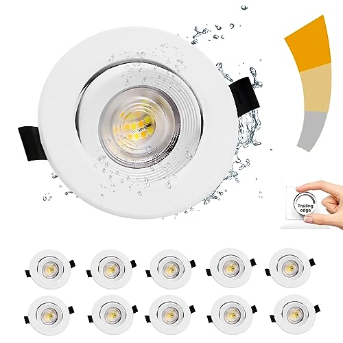 Faretti LED da Incasso per Cartongesso,7W Dimmerabili 230V IP44 Luci da Incasso, Faretto Led Incasso Dimmerabili 3000K 4000K 6500K,Orientabili a 45° Spot Led Incasso para Bagno,Baño,Cocina, Set da 10