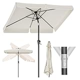 SONGMICS Sonnenschirm 200 x 150 cm, rechteckiger Balkonschirm, Sonnenschutz UPF 50+, beidseitig um 30° knickbar, für Garten, Terrasse, ohne Ständer, beige GPU048M01