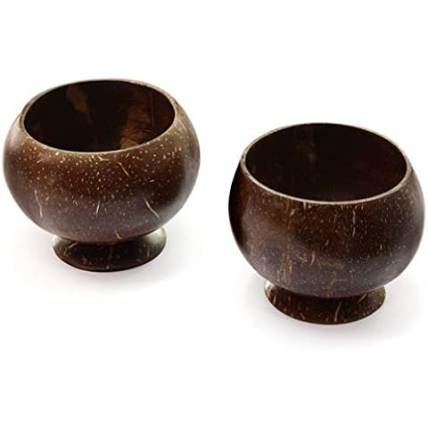 Mamatura Coconut Cups | 2 Big Coconut Cups - Dessert Bowls | Cocktail Cup Hawaii-Style | 100% Natural (polished outside) Cover