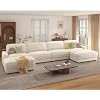 Vipbear 160″ Oversized Modular Sectional Sofa, U Shaped Couch Set with 2 Pillows, 6 Seat Comfy Cloud Couches with 2 Movable Ottomans for Living Room, Bedroom and Apartment, Chenille Beige