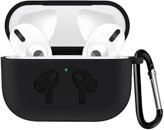 Compatible with AirPods Pro Case, Protective Shockproof Wireless Charging Earbuds Case Cover Skin with Keychain kit Set Compatible for Apple AirPods Pro (Black)