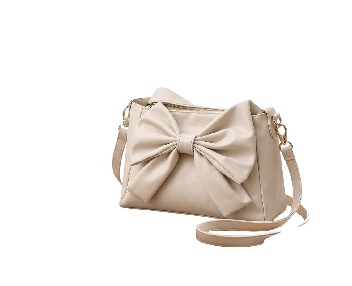 Women's Faux Leather Sling Bag with Elegant Front Bow | Stylish Crossbody Handbag & Shoulder Purse for Girls | Removable Adjustable Strap & Zipper Closure-picture-53