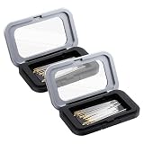 JJUNW 2 PCS Magnetic Needle Holder Case, Portable Strong Sewing Pin Storage Case with Clear Lid Secure Sewing Needle Organizer Box with Snap Closure for Quilting Crafts Small Pins