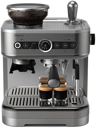 PHILIPS Espressomaschine Barista Brew, Silber, Espresso & Americano | Halbautomatisch, 250g Bohnenbehälter, Kalibriertes Stampfen, Intuitive Führung, Einzel- & Doppelespresso (PSA3