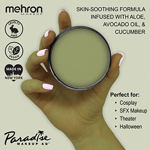 Image of Mehron Makeup Paradise Makeup AQ Pro Size | Stage & Screen Performance, Face & Body Painting, Beauty, Cosplay, and Halloween | Water Activated Face Paint, Body Paint 1.4 oz (40 g) - Olive