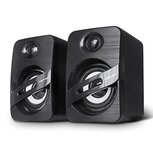 Multimedia-Stereo-Lautsprecher für Computer, Windows, Mac, Smartphone, 3,5 mm Audioeingang, Schwarz Cover