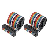 PATIKIL 20 Pins IDC Connector Flat Ribbon Cable 2.54 mm Pitch Length 500 mm Wide 25 mm, 2 Pcs Dual Row Data Cable Female to Female for IDE Drive Printer Industrial DIY Electronics