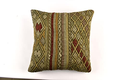Kilim Coussin 50x50 cm Fait à la Main Kilim Laine Housse de Coussin à la Turque Kilim Kelim Taie d'oreiller 4688