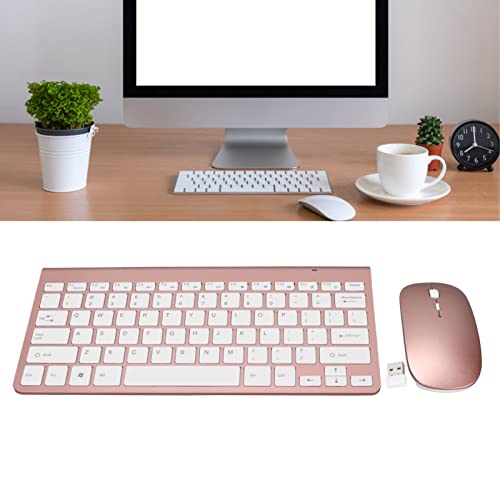 Keyboard Set, 78 Keys USB Keyboards Mouse, Thin Etched Keycaps Ergonomics Mute Computer Keyboards, for Laptop Computer and PC Gold Silver (Rose Gold) by BONKZEBU - Image 2