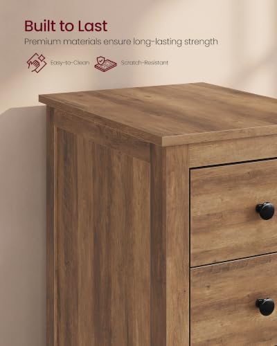 Image of VASAGLE Side End Table with 3 Storage Drawers, Nightstand Farmhouse