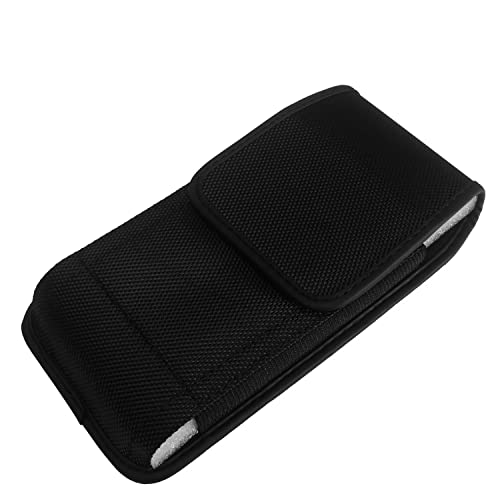 Eaglecell Nylon Cellphone Holster For Cricket Dream 5G, Radiant Max, Lg Stylo 6, Nokia X100, Tcl Stylus 5G, S22/Note20 Ultra - Vertical Case Canvas Waist Carrying Pouch With Belt Clip/Loops, Black #TOP2