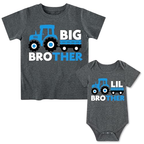 Image of Funnycokid Big Brother Little Brother Matching Outfits | Toddler Lil Bro Boy Shirts Set Baby Gifts Clothes