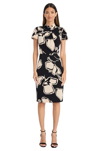 Maggy London Women's Puff Sleeve Twist Neck Midi Dress