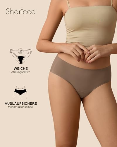 SHARICCA Periodenunterwäsche Starke Blutung 40 ML SaugfäHigkeit Perioden Unterwäsche Atmungsaktiv Lecksicher Menstruation Unterhosen Slips Damen (Mehrfarbig-3P02,M)