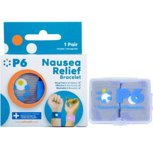 Image of P6 Motion Sickness Bands for Adults Wristbands for Anti Nausea Sea Cruise Travel Car Pregnancy Morning Sickness All-Natural Non Drowsy Relief Acupressure Treatment (1 Pack, Grey)