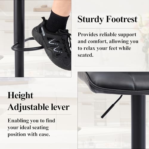 Image of FIRAVOE Swivel Bar Stools Set of 4 with Back, Adjustable Height 24 inch-33 inch