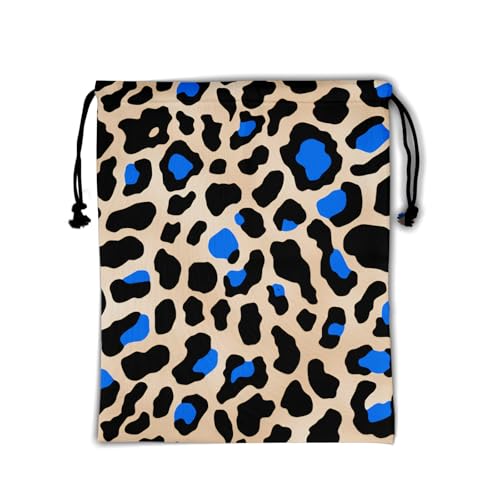 Image of Nerxy Blue Black Leopard Grip Bag - Animal Drawstring Grip Bag Cheetah Gymnastics Drawstring Pouch Wildlife String Bag for Gym Sports Storage