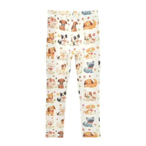 KLL Cute Dog Puppy Set Girls Basic Leggings Soft High Waisted Pants Sports2