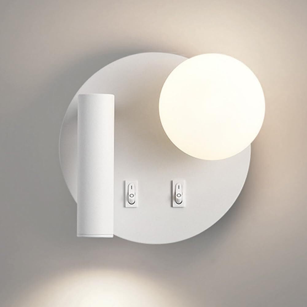 Applique liseuse LED avec interrupteur intégré verre blanc 4000K