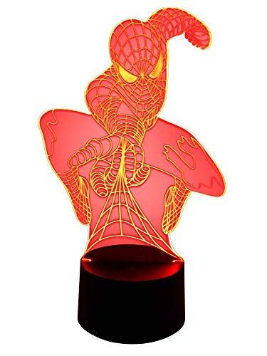 Lampe LED 3D originale pour chambre d'enfant Motif Spiderman Marvel