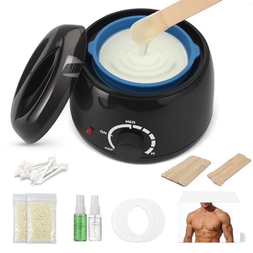 SUERBEATY Mini Waxing Kit for Men, 250ML Wax Kit for Coarse Hair, Thick Chest, Back, Underarm, Leg, Bikini Line, Sensitive Skin, At Home Men Waxing Ki