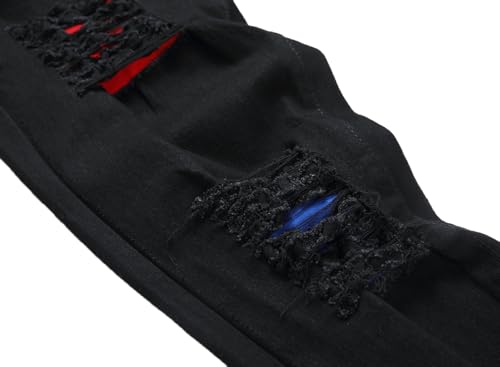 Image of Men's Ripped Slim Fit Jeans Straight Leg Denim Pants