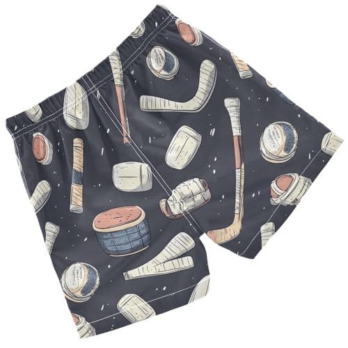 Pigsaly Boys Swim Trunks Hockey Sports Equipment Retro Boys Board Shorts Swimsuit Swimwear Summer Bathing Suit S Multicolor2