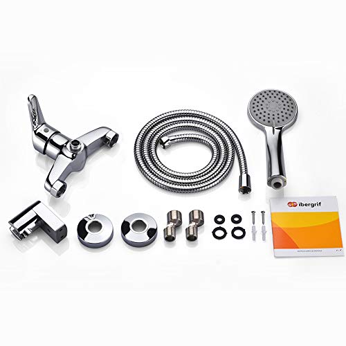 Ibergrif-Roma-Grifo-de-Ducha-Mezclador-de-Duchas-Monomando-para-Instalacion-en-Pared-Cromo