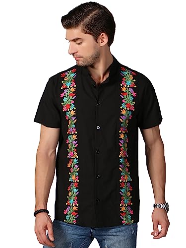 Mexican Shirts for Men Traditional Men's Guayabera Dress Shirts Mens Button Up Band Collar Dress Shirt Fiesta2
