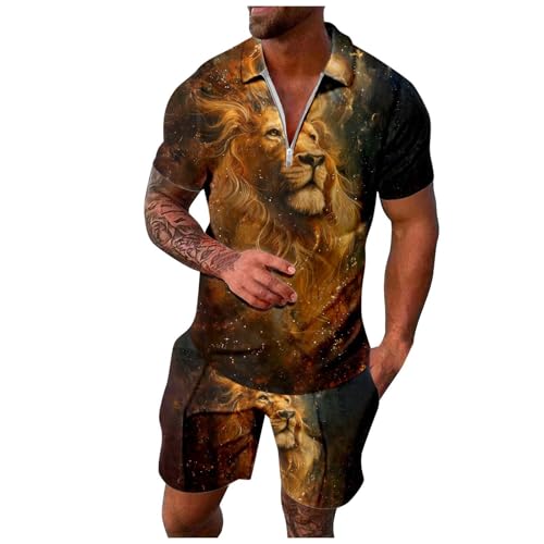 Ensemble homme chemise et short couleur unie or grande taille XXXL