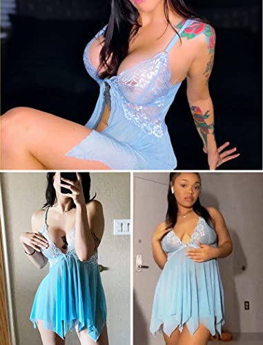 Image of Avidlove Women Lace Lingerie Front Closure Babydoll V Neck Nightwear Sexy Chemise Nightie