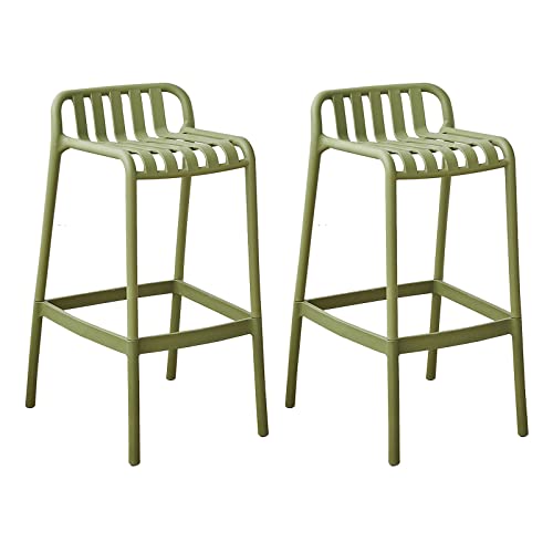CVQJL Taburetes de Bar Juego de 2, Juego de 2 taburetes Altos de Bar de plástico para Cocina, con Respaldo y reposapiés.