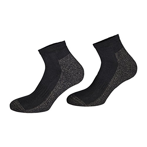 TippTexx24 2 oder 4 Paar Kurze antibakterille Silber Socken mit Anti-Loch-Garantie (Sneakersocken Kurzschaftsocken),X-Static Plus Coolmax (Schwarz - 2 Paar, 43-46) Cover