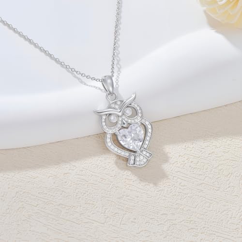 Birthstone Owl Necklace for Women 925 Sterling Silver 1.2mm Cable Chain and Pendant Ladies Jewelry Gifts2