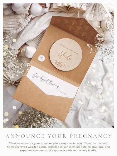 Image of Joli Coon Pregnancy announcement wooden card - You're going to be an uncle with pocketfold envelope and seal sticker - Baby announcement uncle