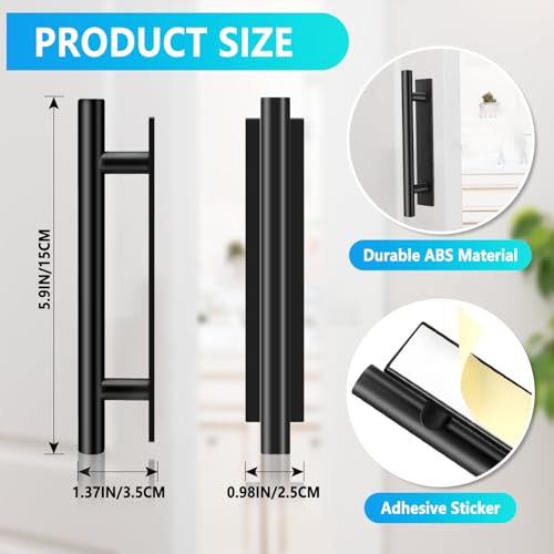 Self-Stick Push Pull Helper, 30 Pack Stick Drawer Pulls Stick on Handle ABS Plastic Adhesive Door Handles Pulls Peel and Stick Cabinet Handles for Kitchen Cabinet Sliding Door Furniture(Black) - Image 3
