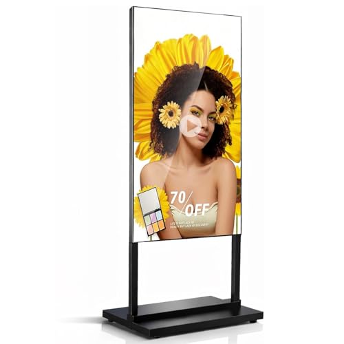 Image of 32 Inch Floor Standing Digital Signage, 700nits High Brightness Slim Frameless Advertising Display, Digital Signage with CMS /U-Disk Plug&Play, Split Screen, 7 /24 Timer switch,HDMI /USB /WiFi /Android OS
