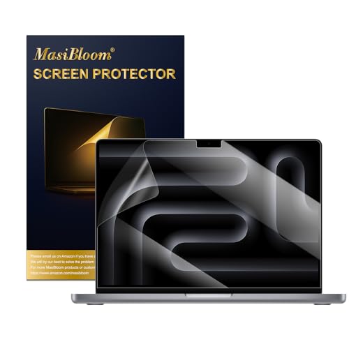 MasiBloom Pellicola protettiva HD per MacBook Pro 2025 da 14 pollici, chip M5 A3434, trasparente, ad alta definizione, antigraffio, filtro 5H, accessori per laptop (2 pezzi)