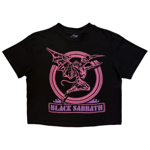 Image of Black Sabbath Neon Pink Henry Crop Top - XL