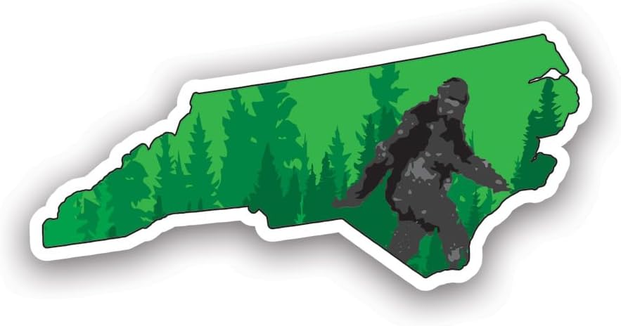North Carolina Bigfoot Flag Sticker Decal - Self Adhesive Vinyl - Weatherproof - Made in USA - Big Foot Sasquatch nc 6" Wide