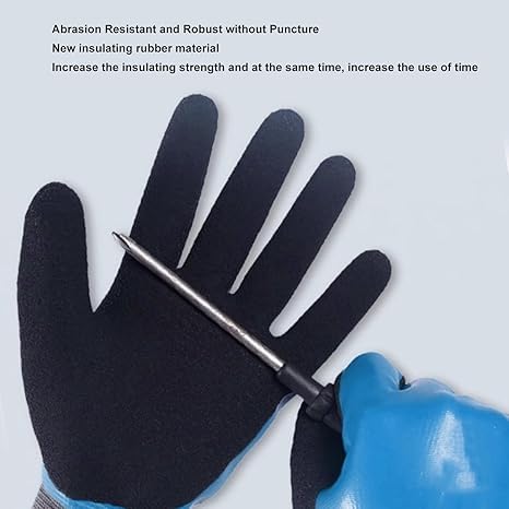 Image of Preptep Electrical Insulated Gloves, 1000V Voltage Resistance Electrician High Voltage Gloves Flame Retardant Insulation Work Gloves With Rubber Non Slip Design Electrician Gloves,2 Piece
