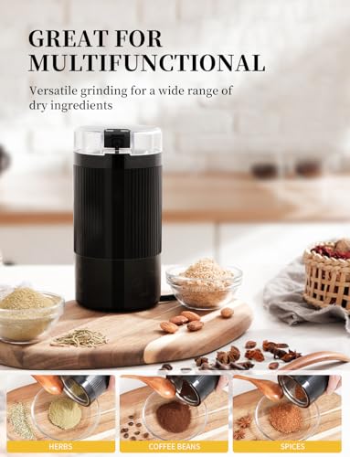 KaffeemüHle Mit Sicheren Und Langlebigen 304 Edelstahlklingen GewüRzmüHle Zum Schnellen Mahlen Von Kaffeebohnen, Getrockneten GewüRzen, Und KräUtern KaffeemüHle Elektrisch Mit ReinigungsbüRste, 60g